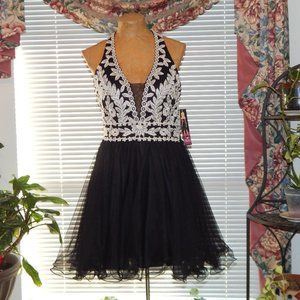 NWT BLONDIE NITES Black Beaded Party Prom Dress XS 3
